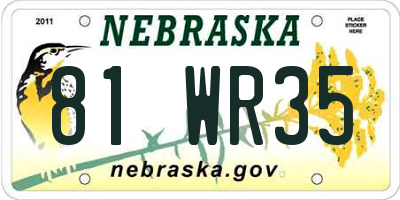 NE license plate 81WR35