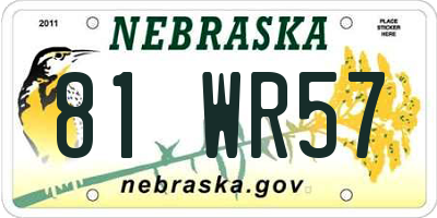 NE license plate 81WR57