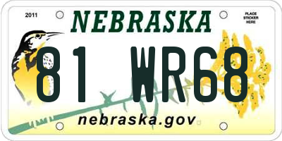 NE license plate 81WR68