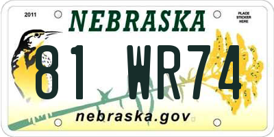 NE license plate 81WR74