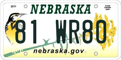 NE license plate 81WR80