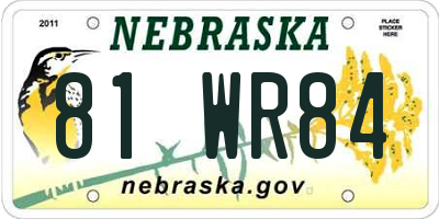 NE license plate 81WR84