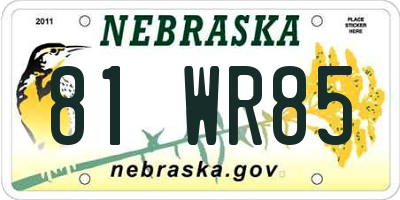 NE license plate 81WR85
