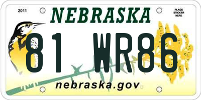 NE license plate 81WR86