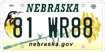 NE license plate 81WR88