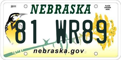 NE license plate 81WR89