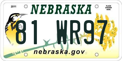 NE license plate 81WR97