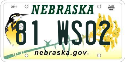 NE license plate 81WS02