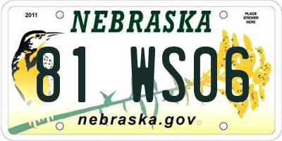 NE license plate 81WS06