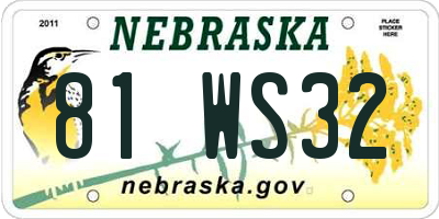 NE license plate 81WS32