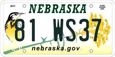 NE license plate 81WS37
