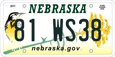 NE license plate 81WS38