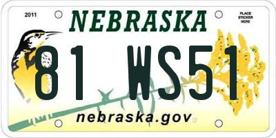 NE license plate 81WS51