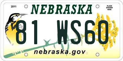 NE license plate 81WS60
