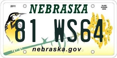 NE license plate 81WS64