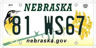 NE license plate 81WS67