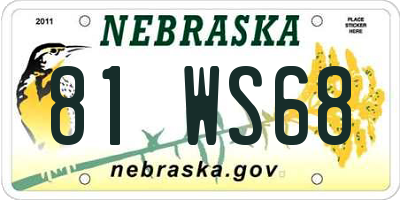 NE license plate 81WS68
