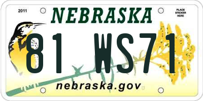 NE license plate 81WS71
