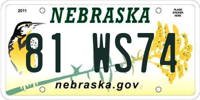 NE license plate 81WS74