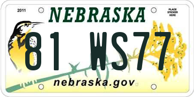 NE license plate 81WS77