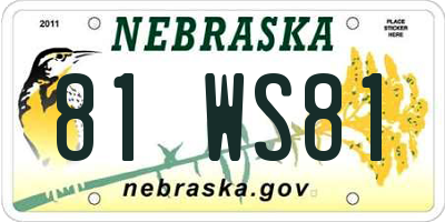 NE license plate 81WS81