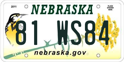 NE license plate 81WS84