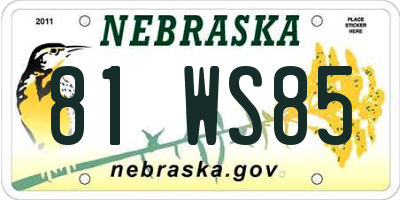 NE license plate 81WS85