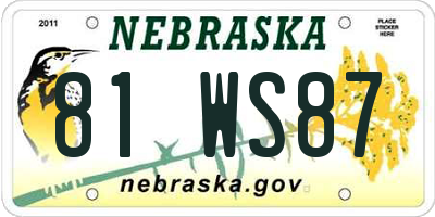 NE license plate 81WS87