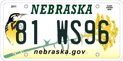 NE license plate 81WS96