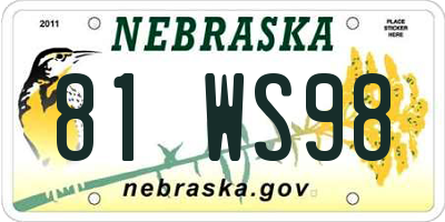 NE license plate 81WS98