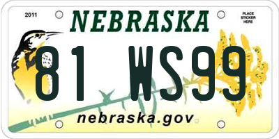 NE license plate 81WS99