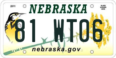 NE license plate 81WT06