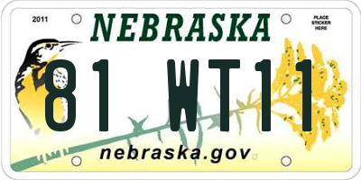 NE license plate 81WT11