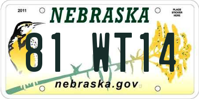 NE license plate 81WT14