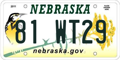 NE license plate 81WT29