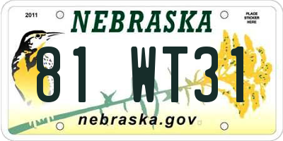 NE license plate 81WT31