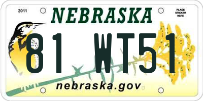 NE license plate 81WT51