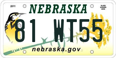 NE license plate 81WT55
