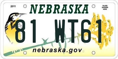 NE license plate 81WT61