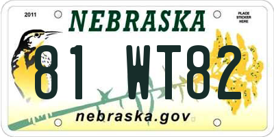 NE license plate 81WT82
