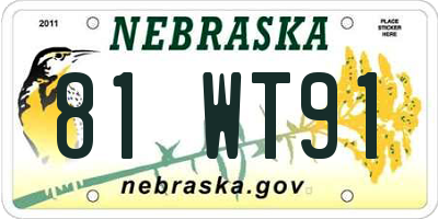 NE license plate 81WT91