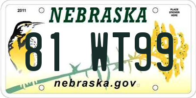 NE license plate 81WT99