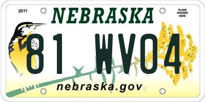 NE license plate 81WV04