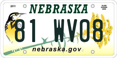 NE license plate 81WV08