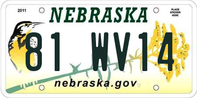 NE license plate 81WV14