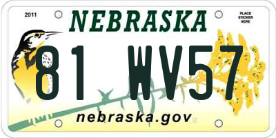 NE license plate 81WV57