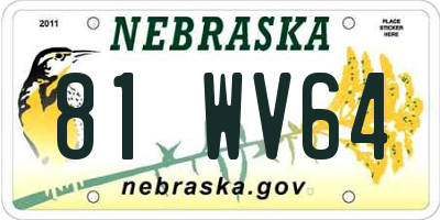 NE license plate 81WV64