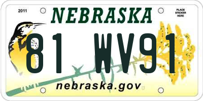 NE license plate 81WV91