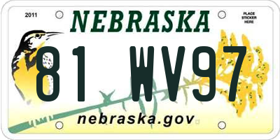 NE license plate 81WV97