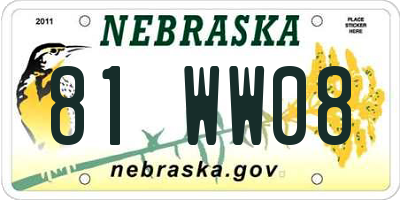 NE license plate 81WW08